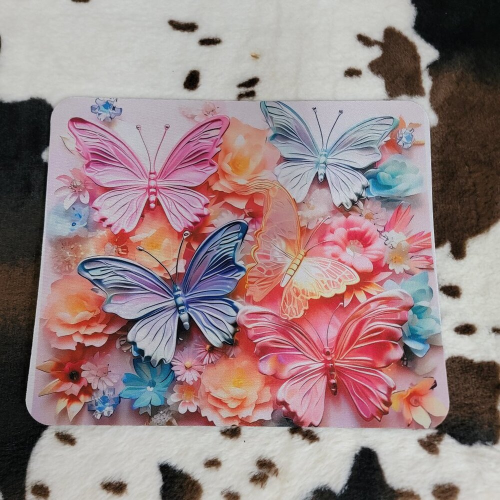 Pastel Butterfly Non Slip Custom Mouse Pad